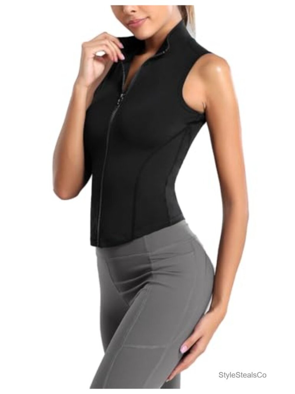 Women's Sleeveless Full Zip Yoga Active Jacket Vest Golf Quick-Dry